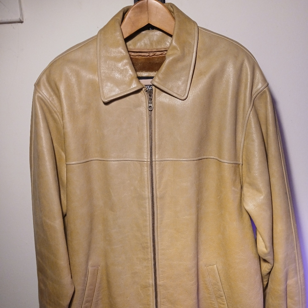 MAX U.S.A. GENUINE ITALIAN LEATHER JACKET Golden Fuax Fur